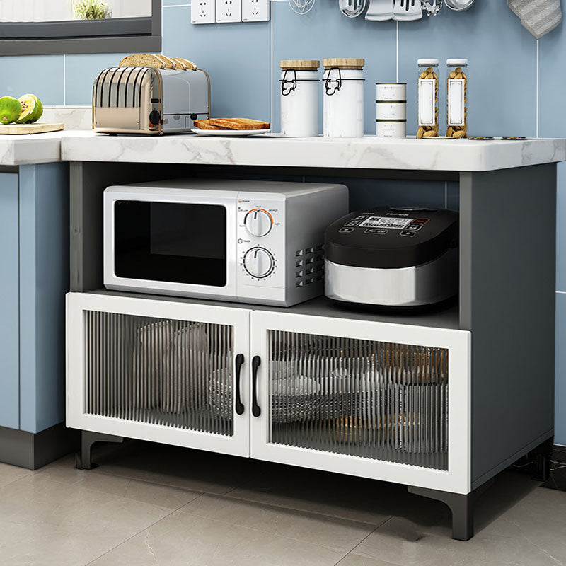 Modern Style Sideboard White and Grey Wooden Dining Server with 2 Doors