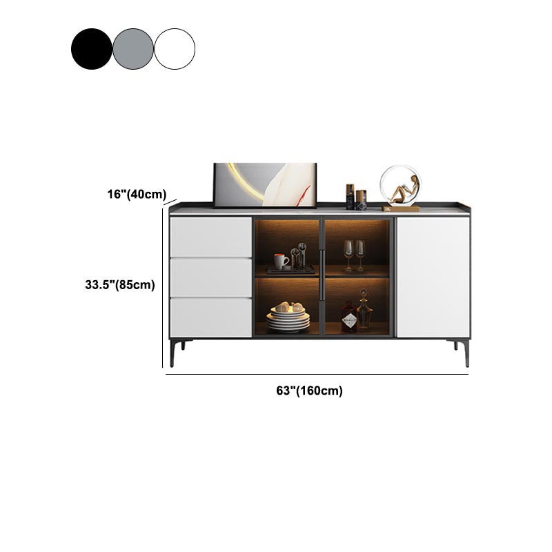 Contemporary Side Board Stone Top Engineered Wood Sideboard for Dining Room with Drawers