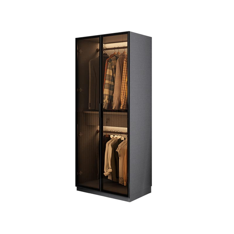 Contemporary Style Glass Wardrobe Soft Close Door Wardrobe Closet for Bedroom