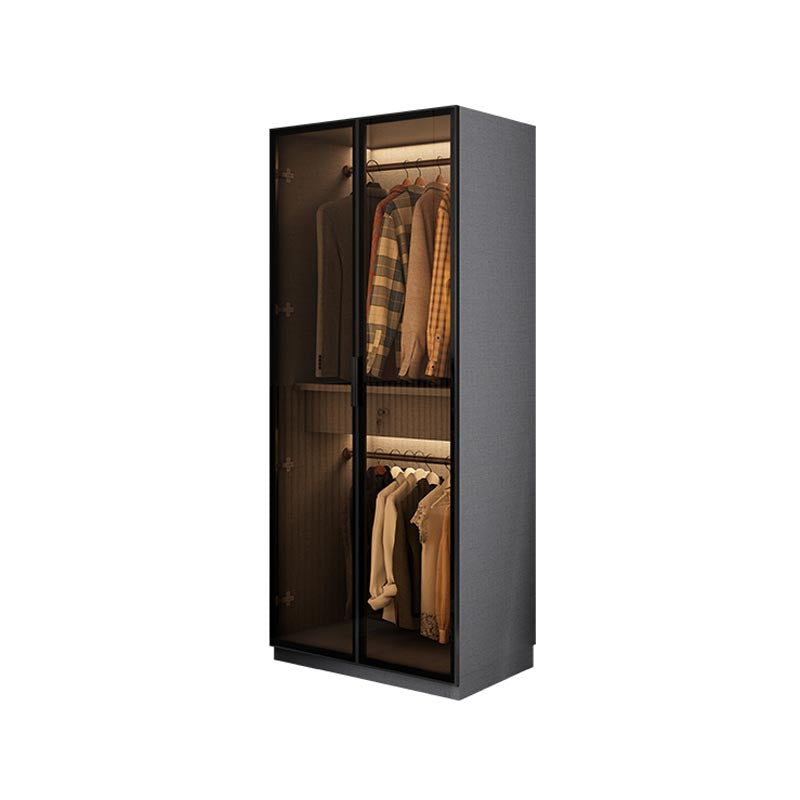 Contemporary Style Glass Wardrobe Soft Close Door Wardrobe Closet for Bedroom