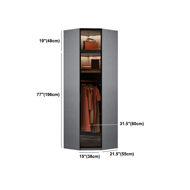 Contemporary Style Glass Wardrobe Soft Close Door Wardrobe Closet for Bedroom