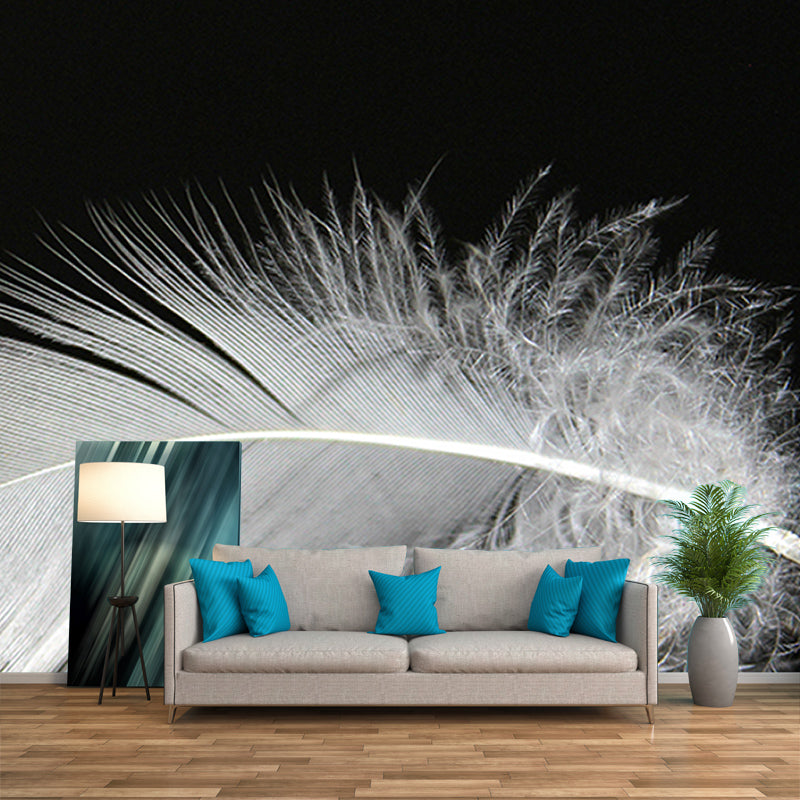 Contemporary Photography Wallpaper Moisture Resistant Feather Living Room Wall Mural