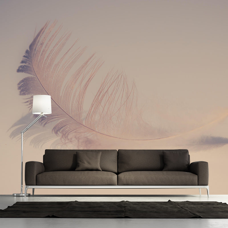 Stain Resistant Photography Wall Mural Contemporary Feather for Accent Wall