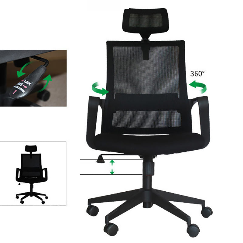 Modern Wheels Office Chair Microfiber Black Task Mid-Back Chair