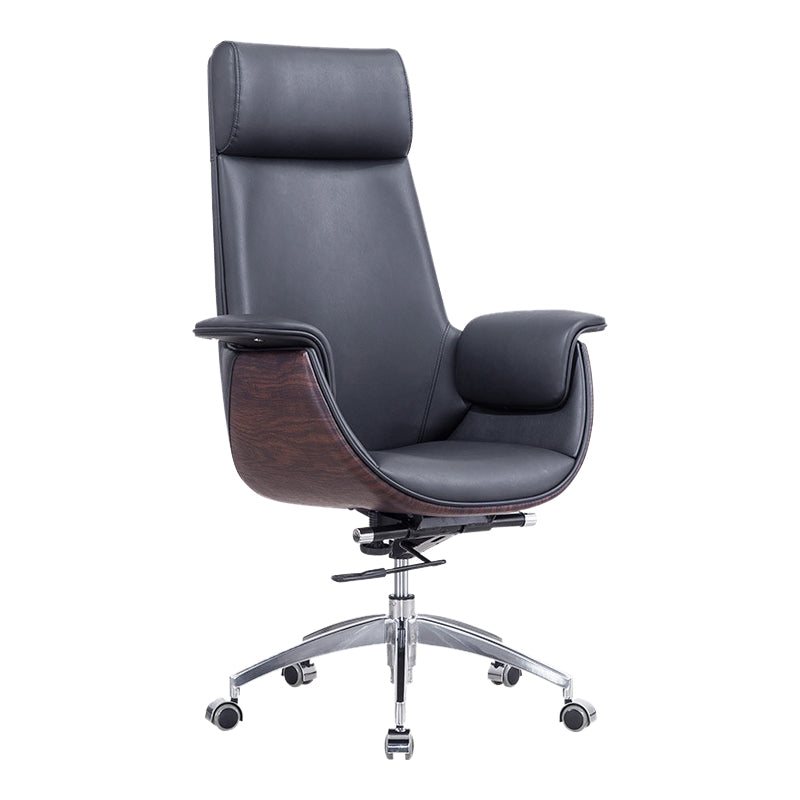 Contemporary Arm Chair Fixed Arms Adjustable Seat Height with Wheels Office Chair