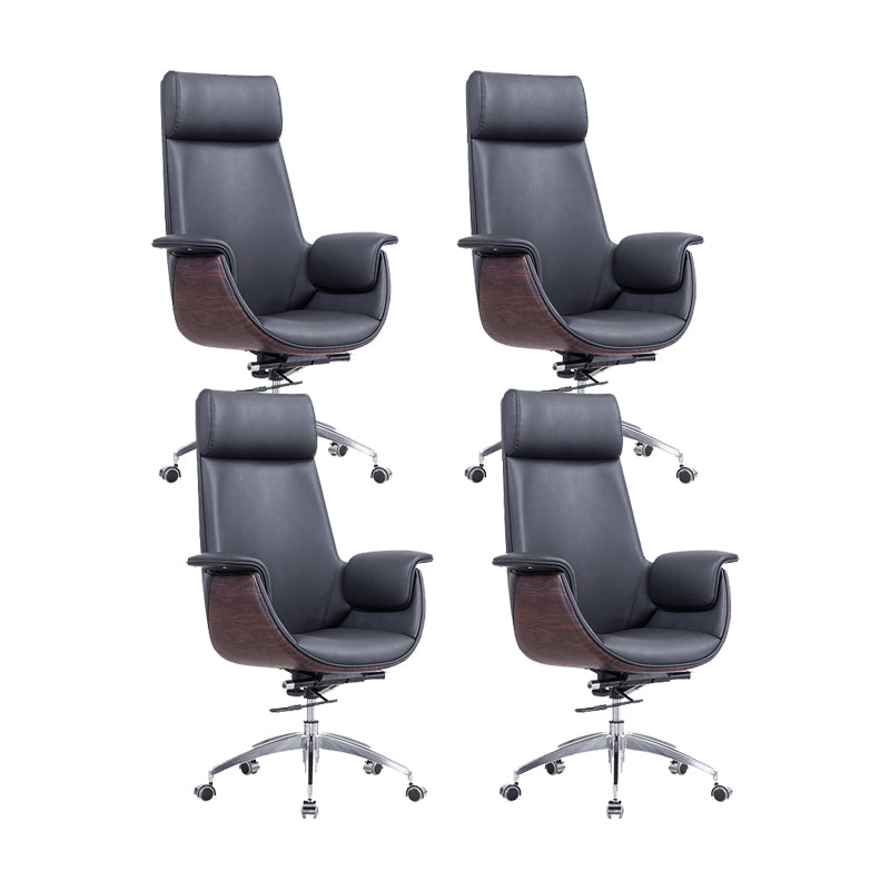 Contemporary Arm Chair Fixed Arms Adjustable Seat Height with Wheels Office Chair