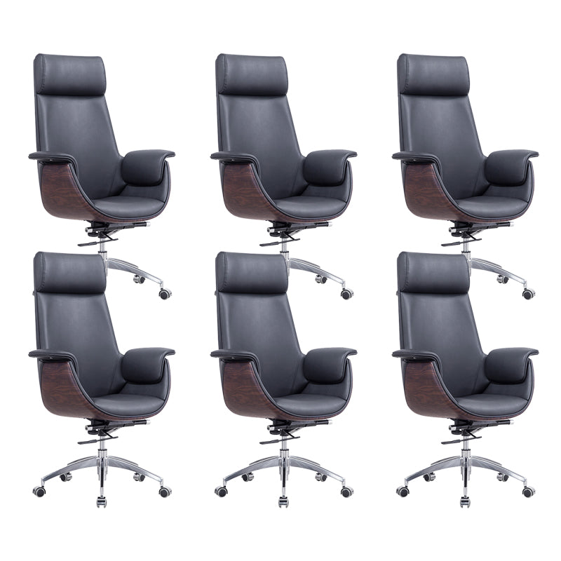 Contemporary Arm Chair Fixed Arms Adjustable Seat Height with Wheels Office Chair