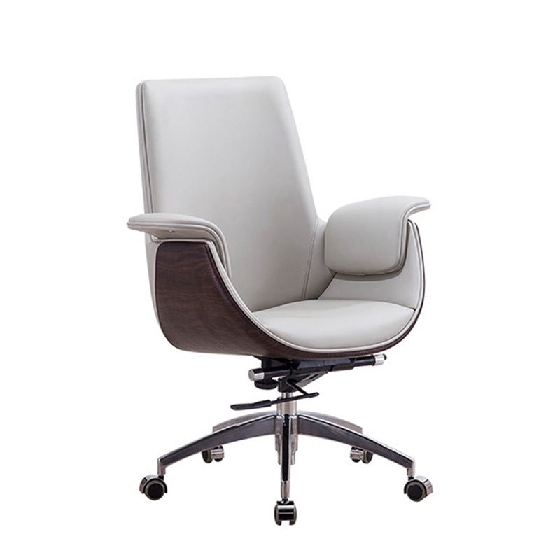 Contemporary Arm Chair Fixed Arms Adjustable Seat Height with Wheels Office Chair