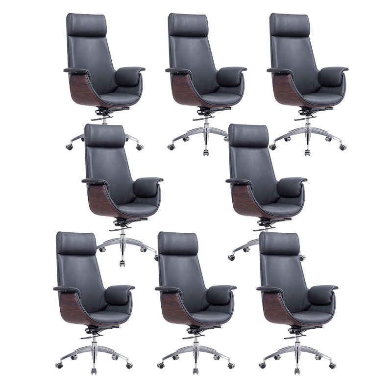 Contemporary Arm Chair Fixed Arms Adjustable Seat Height with Wheels Office Chair