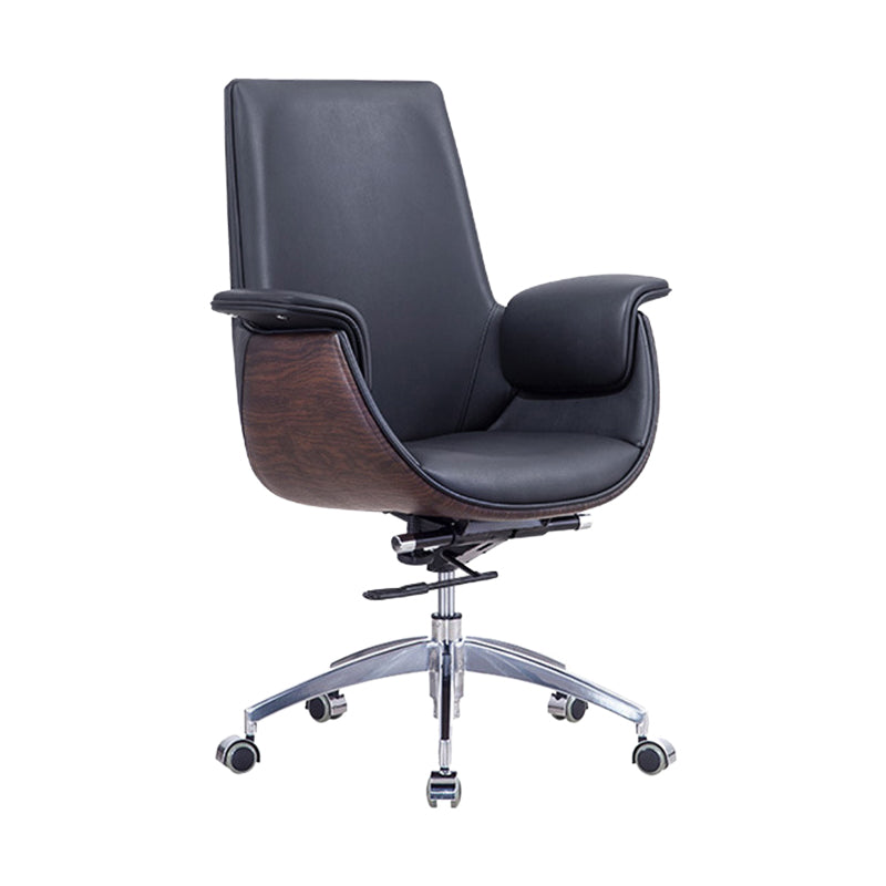 Contemporary Arm Chair Fixed Arms Adjustable Seat Height with Wheels Office Chair