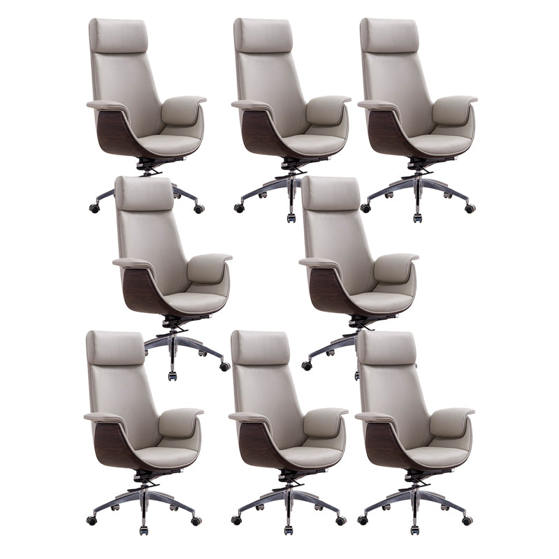 Contemporary Arm Chair Fixed Arms Adjustable Seat Height with Wheels Office Chair