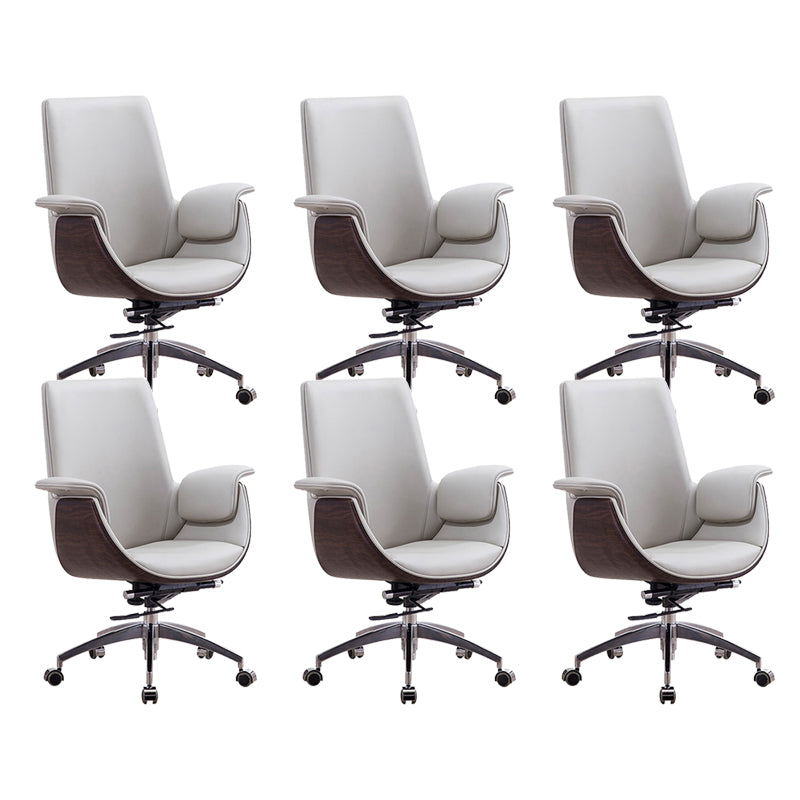 Contemporary Arm Chair Fixed Arms Adjustable Seat Height with Wheels Office Chair