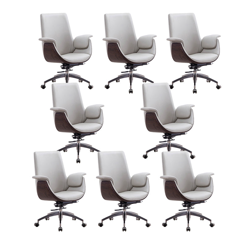 Contemporary Arm Chair Fixed Arms Adjustable Seat Height with Wheels Office Chair