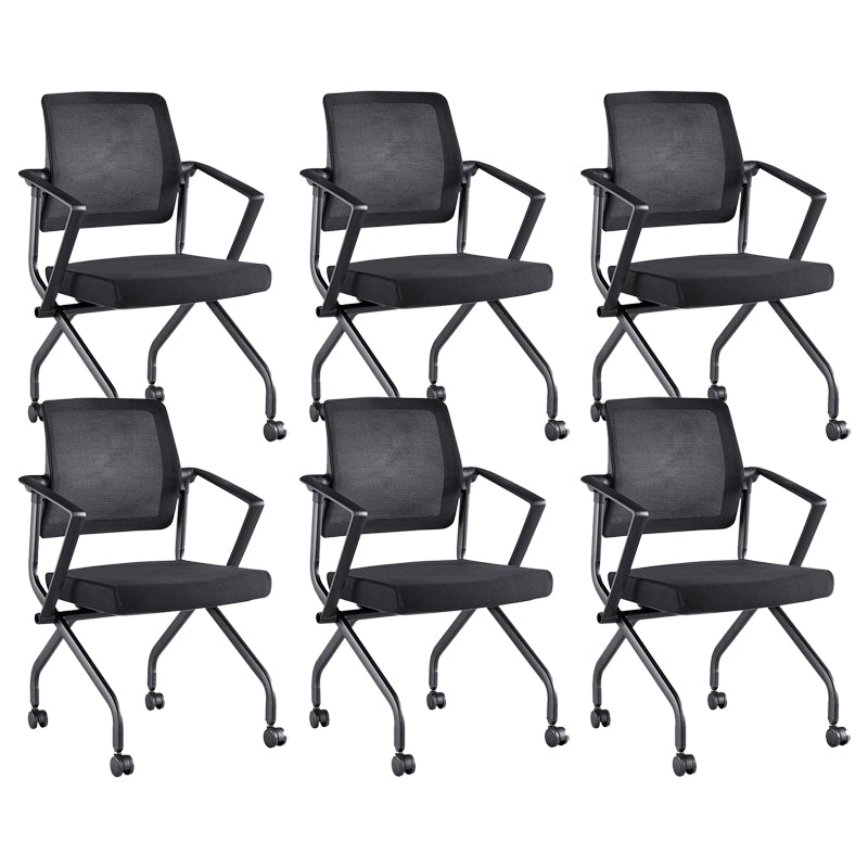 Contemporary Arm Chair Fixed Arms Black with Wheels Office Chair