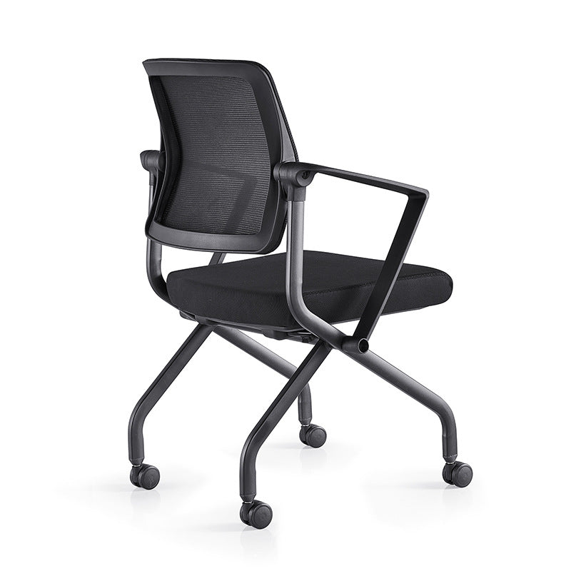 Contemporary Arm Chair Fixed Arms Black with Wheels Office Chair