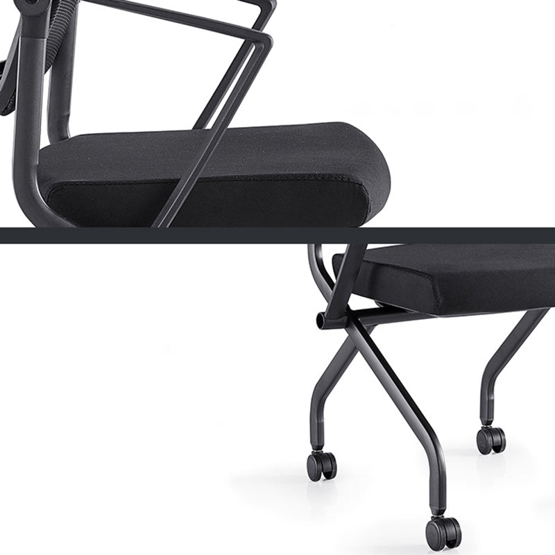 Contemporary Arm Chair Fixed Arms Black with Wheels Office Chair