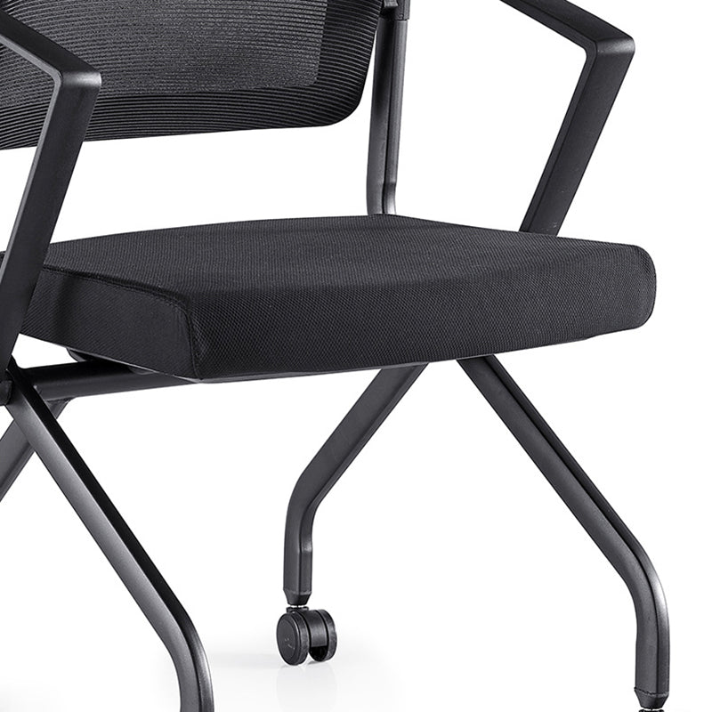 Contemporary Arm Chair Fixed Arms Black with Wheels Office Chair