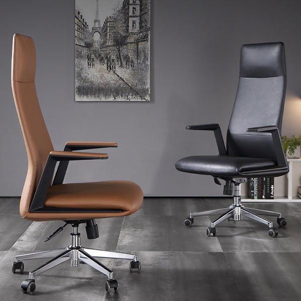 Modern Padded Arms Leather Office Chair Height-adjustable Chair