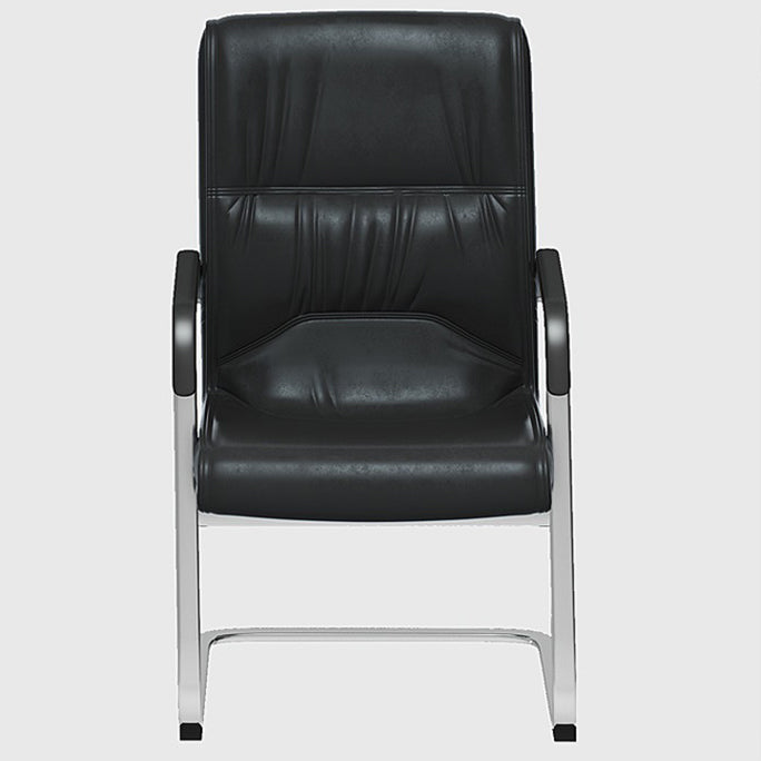 Contemporary Arm Chair Fixed Arms Black Faux Leather Office Chair