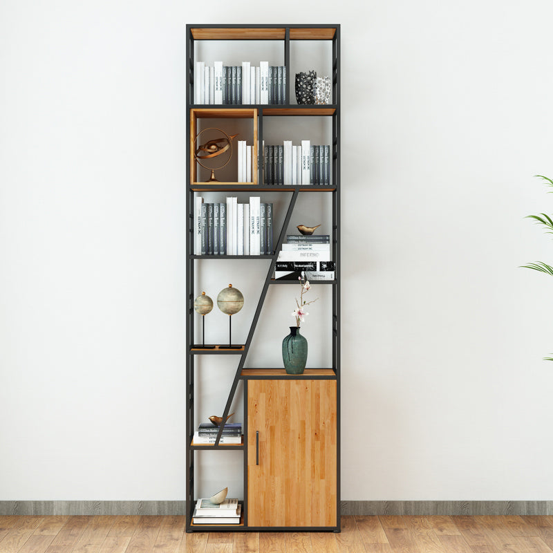 Urban Metal Bookcase Black Open Back Book Shelf with Cabinets