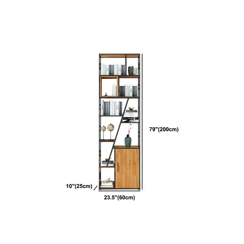 Urban Metal Bookcase Black Open Back Book Shelf with Cabinets