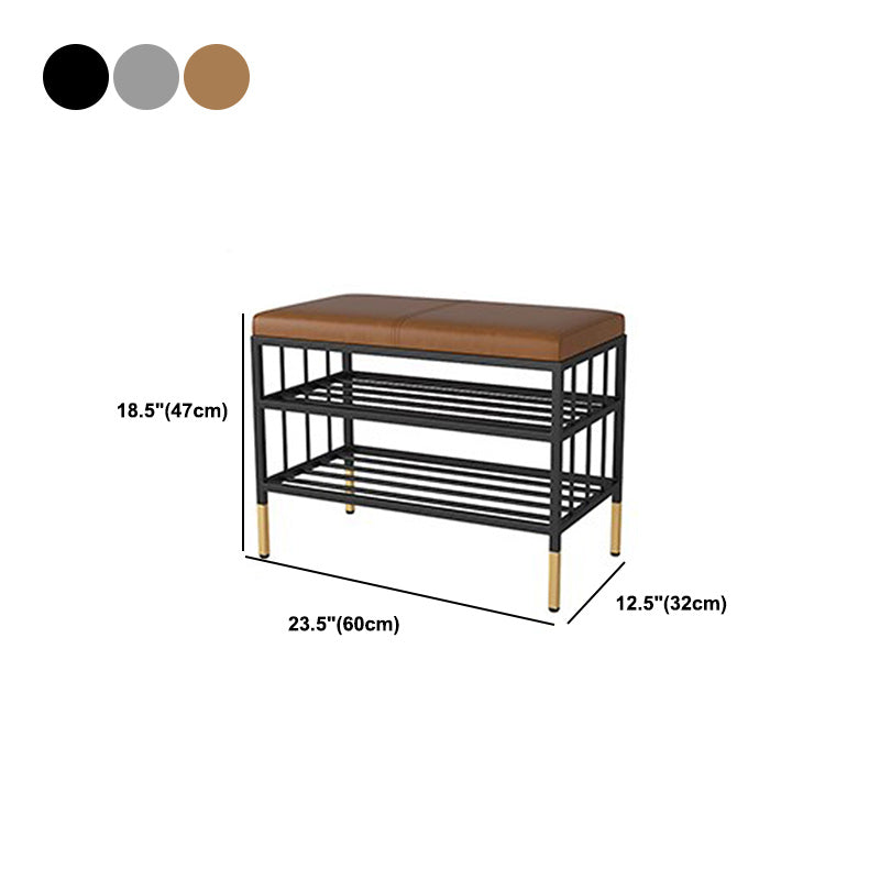 12.6"W Upholstered with Storage Bench Solid Color Bench with Legs