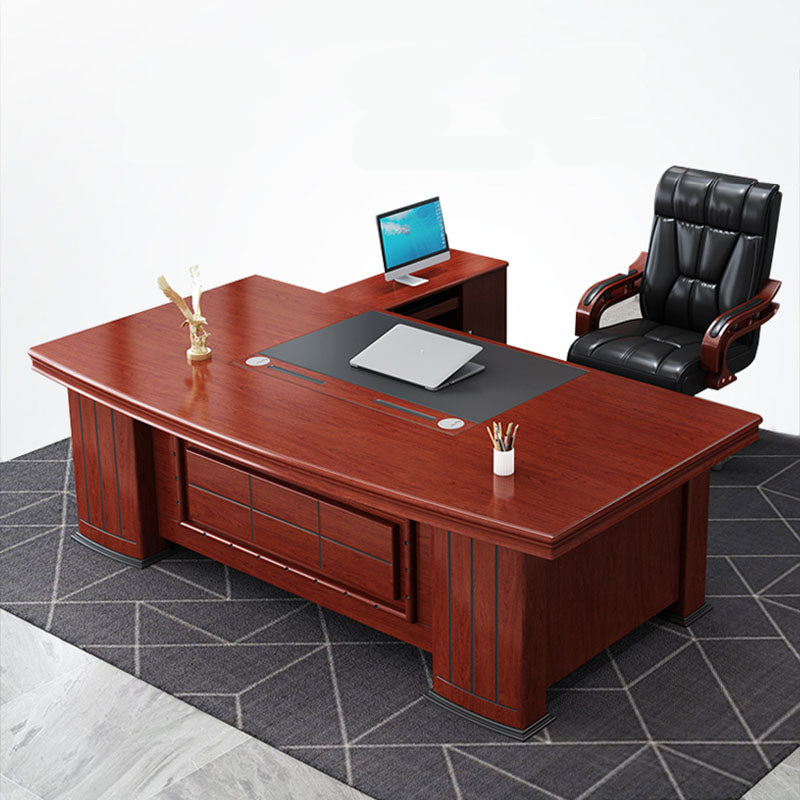 Wooden 2-drawers Office Desk Home or Office Brown Standing Desk