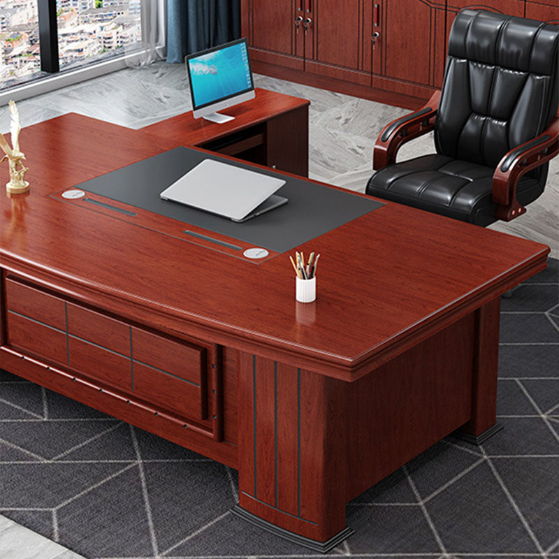 Wooden 2-drawers Office Desk Home or Office Brown Standing Desk