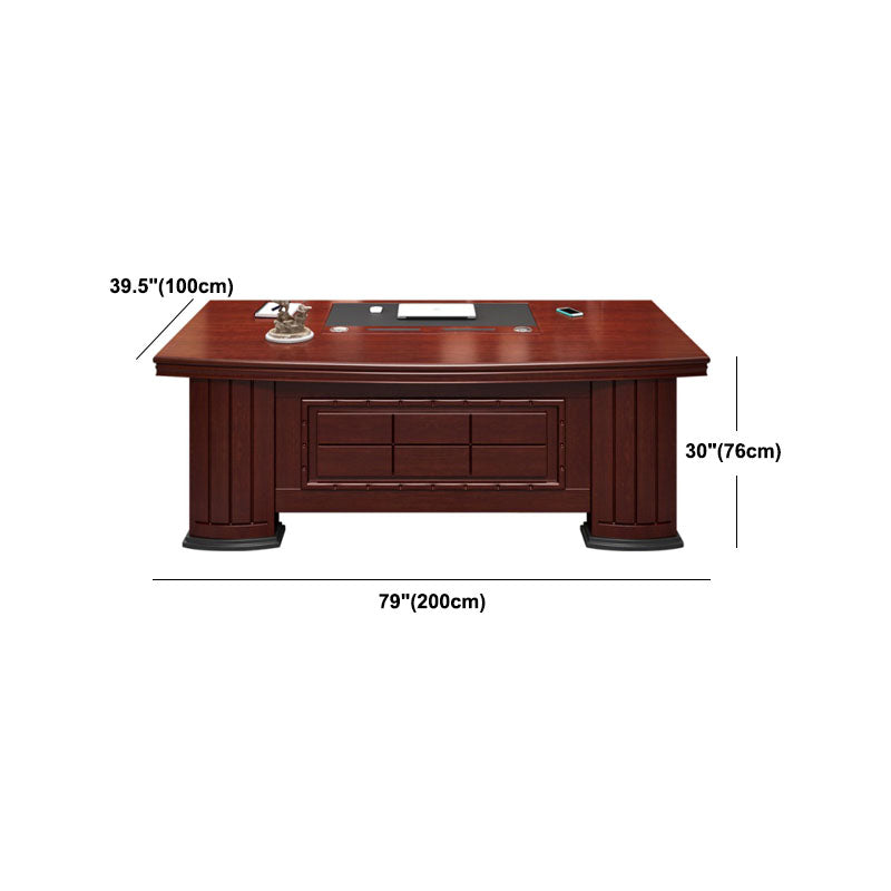 Wooden 2-drawers Office Desk Home or Office Brown Standing Desk