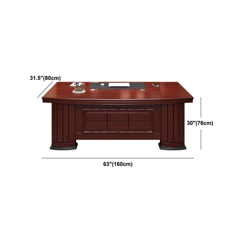 Wooden 2-drawers Office Desk Home or Office Brown Standing Desk