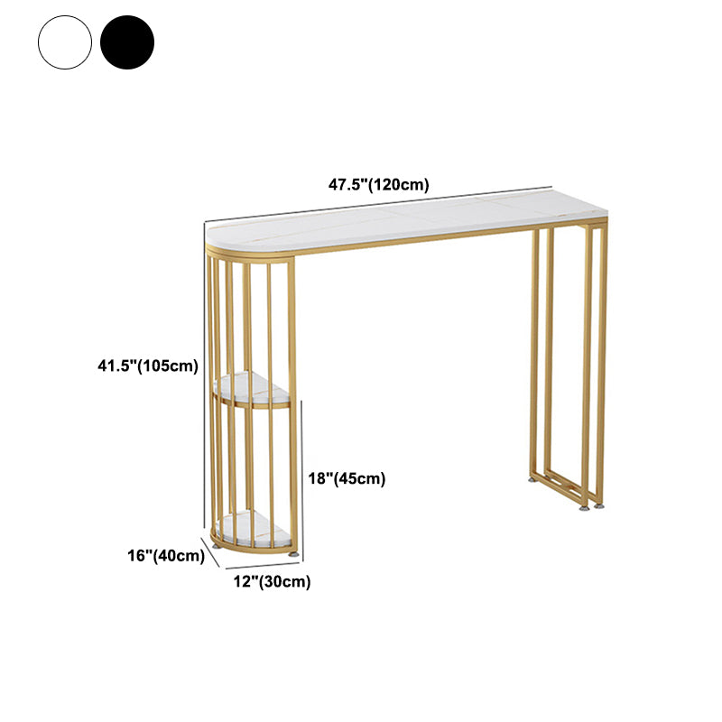 Sintered Stone Bar Table Gold and Metal Base Bar Table for Kitchen Living Room