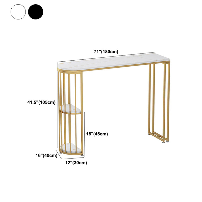 Sintered Stone Bar Table Gold and Metal Base Bar Table for Kitchen Living Room