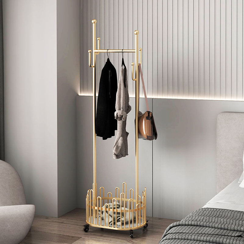 Modern Coat Hanger Metal Free Standing No Distressed Hall Tree with Storage Shelving