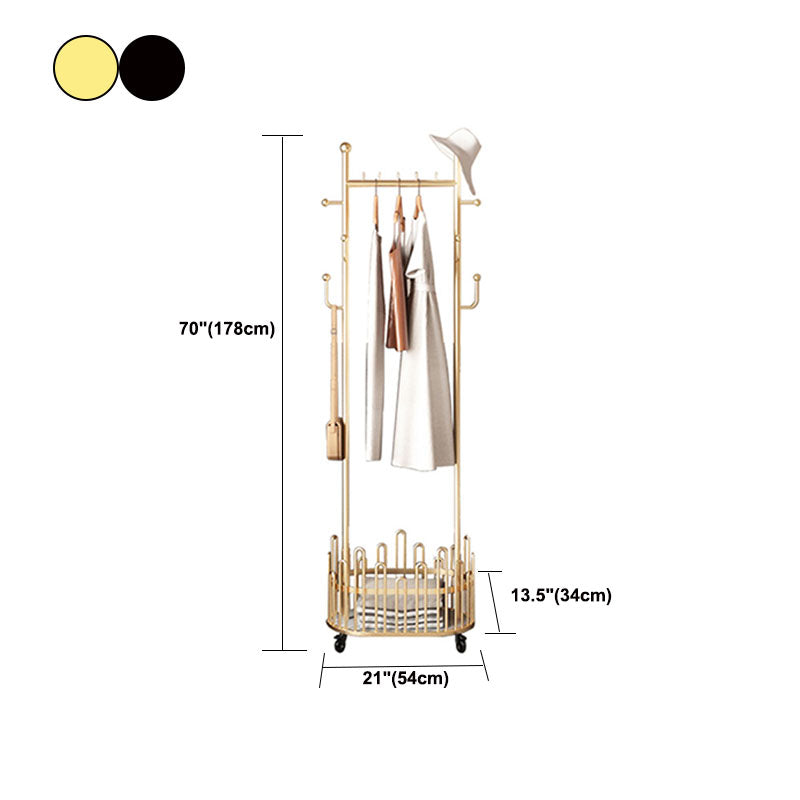 Modern Coat Hanger Metal Free Standing No Distressed Hall Tree with Storage Shelving