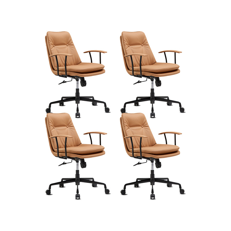 Contemporary Arm Chair Fixed Arms Adjustable Seat Height Leather Office Chair