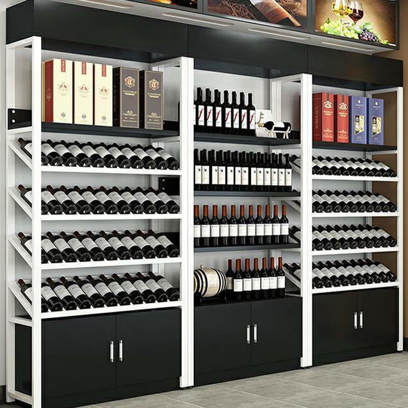 Industrial Floor Wine Rack Manufactured Wood Wine Jail with Shelf