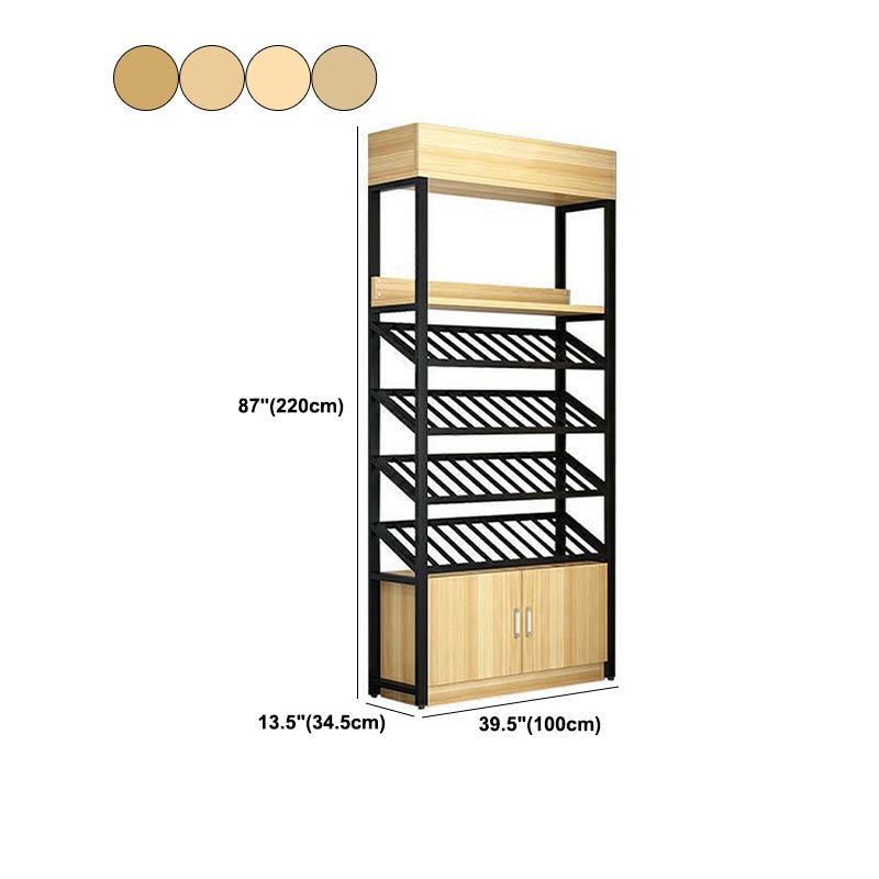 Industrial Floor Wine Rack Manufactured Wood Wine Jail with Shelf