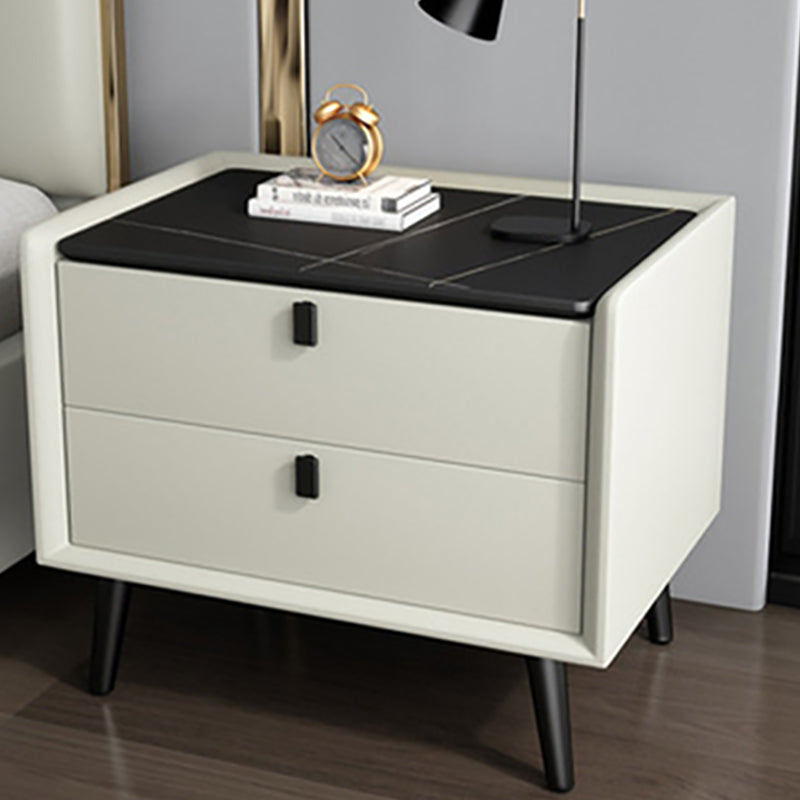 19.69" Tall 2-drawer Night Table Solid Wood Accent Table Nightstand