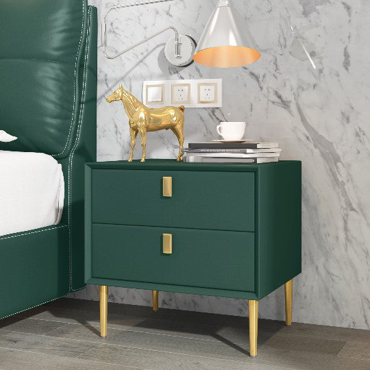 Solid Wood Bed Nightstand Glam Bedside Cabinet with 2-Drawer