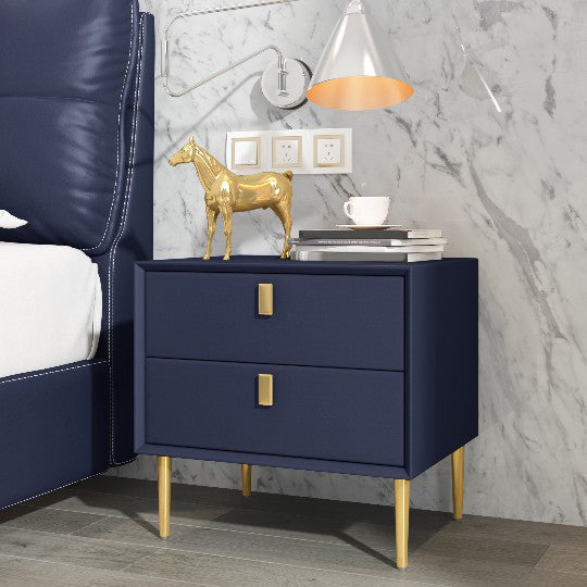 Solid Wood Bed Nightstand Glam Bedside Cabinet with 2-Drawer