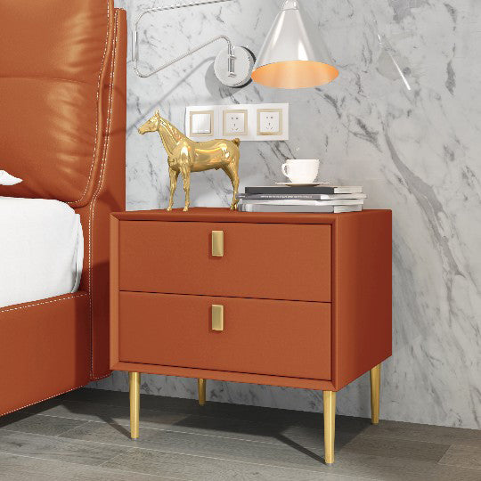 Solid Wood Bed Nightstand Glam Bedside Cabinet with 2-Drawer