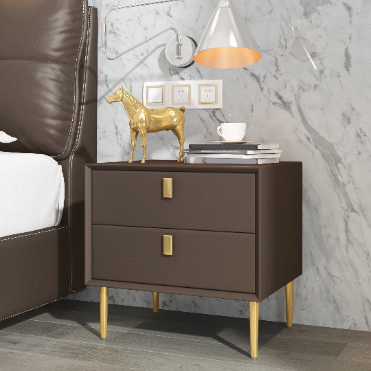 Solid Wood Bed Nightstand Glam Bedside Cabinet with 2-Drawer