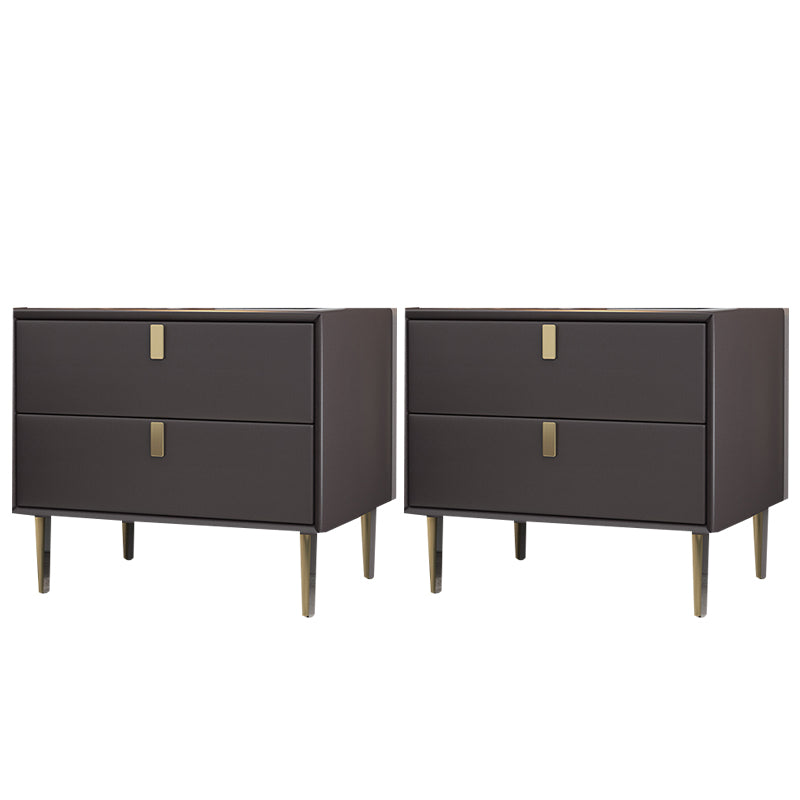 Solid Wood Bed Nightstand Glam Bedside Cabinet with 2-Drawer