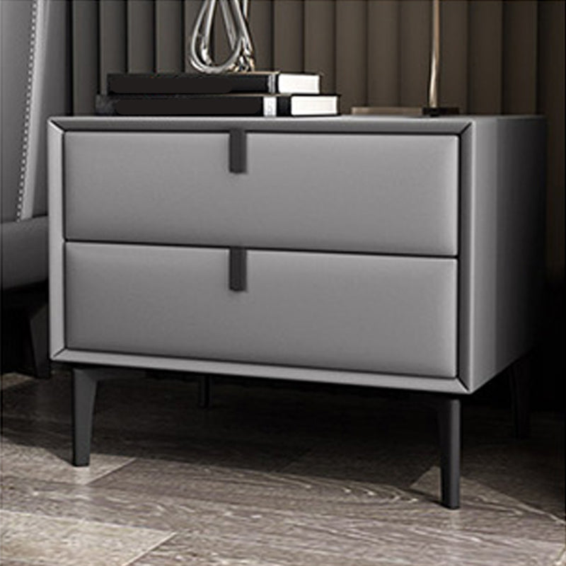 Faux Leather Bed Nightstand 2-drawer Accent Table Nightstand for Bedroom