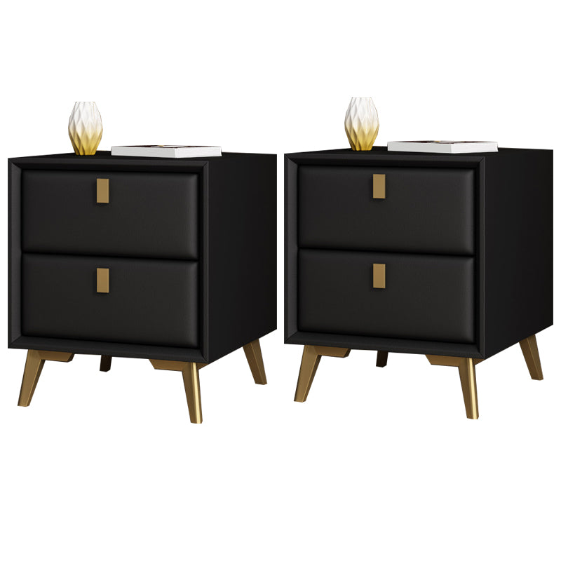 Faux Leather Accent Table Nightstand 2-drawer Night Table for Bedroom