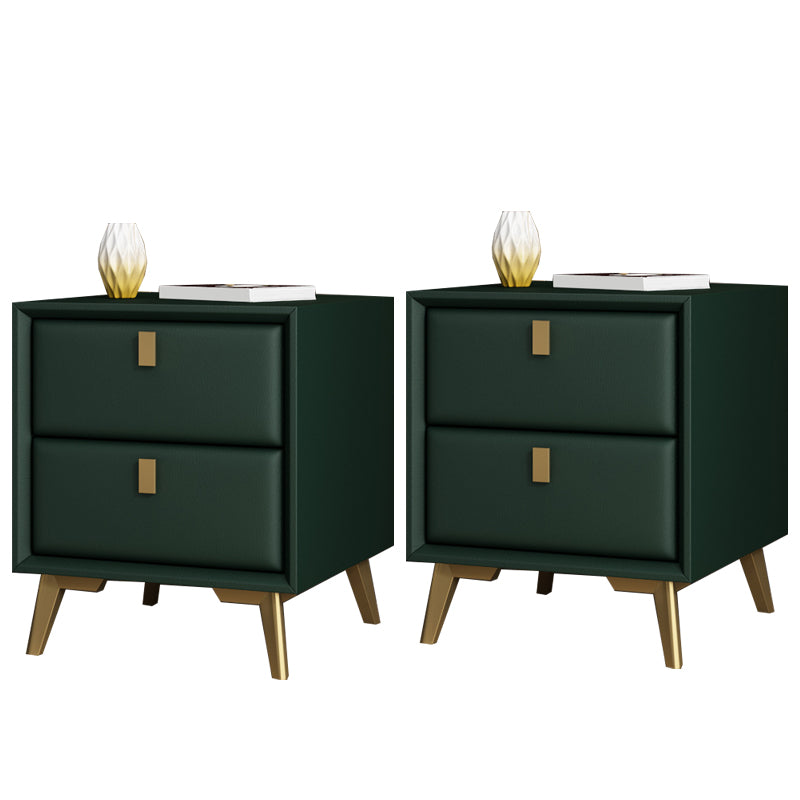 Faux Leather Accent Table Nightstand 2-drawer Night Table for Bedroom