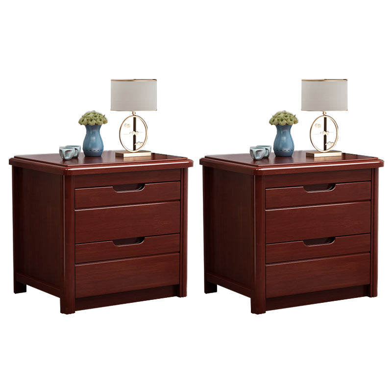 Solid Wood 2 Drawer Modern Night Table Drawer Storage Bed Nightstand