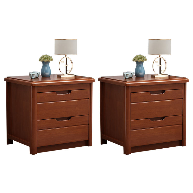 Solid Wood 2 Drawer Modern Night Table Drawer Storage Bed Nightstand