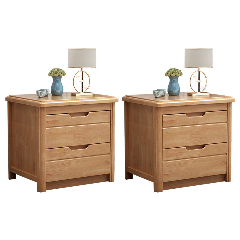 Solid Wood 2 Drawer Modern Night Table Drawer Storage Bed Nightstand