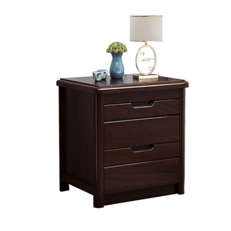 Solid Wood 2 Drawer Modern Night Table Drawer Storage Bed Nightstand